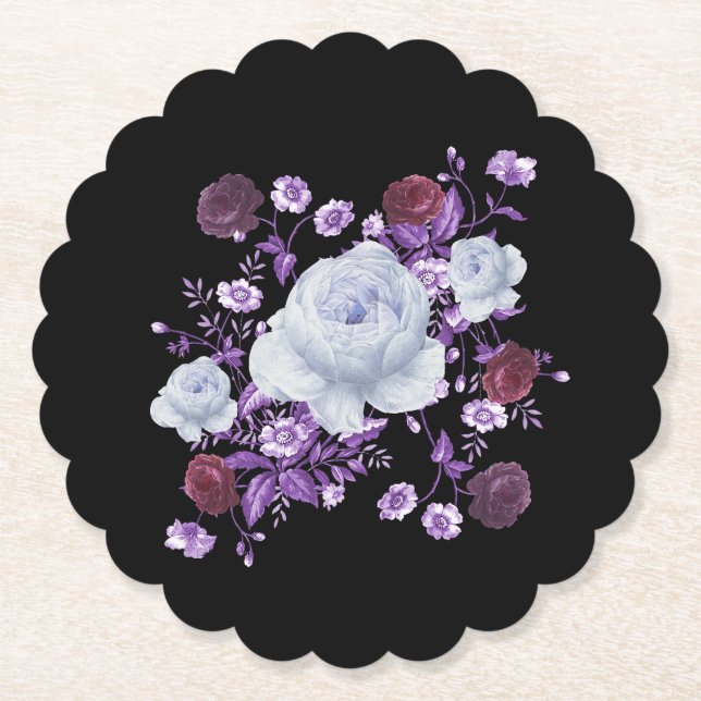 LILA-BLUME, SCHWARZER HINTERGRUND UNTERSETZER (Vorderseite)