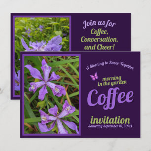 Lila Blume Sip Celebrate Kaffeegarten Einladung