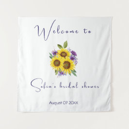 Lila Blume Sonnenblumen Aquarell Brautparty Wandteppich