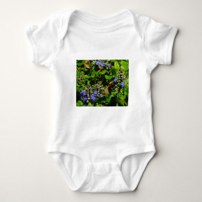 Lila Blume und Hummeln Baby Strampler (Vorderseite)