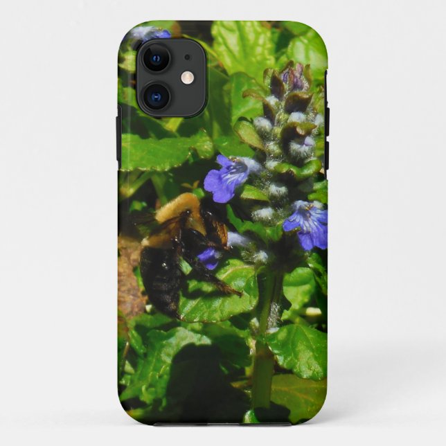 Lila Blume und Hummeln Case-Mate iPhone Hülle (Rückseite)