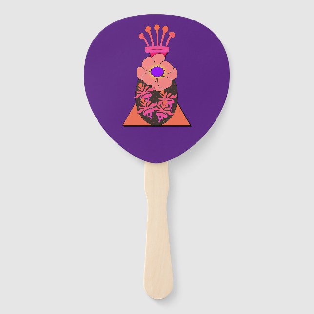 Lila Blume Vase Hand Fans Fächer (Vorderseite)