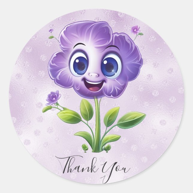 Lila Blume Vielen Dank, Aufkleber (Vorderseite)