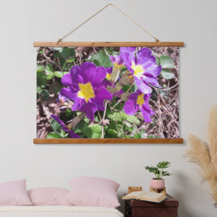 Lila Blume Wandteppich Mit Holzrahmen