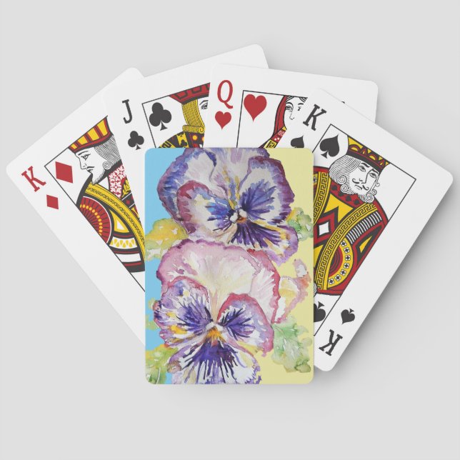 Lila Blume Wasserfarbe  Kartenspielen Set Spielkarten (Rückseite)