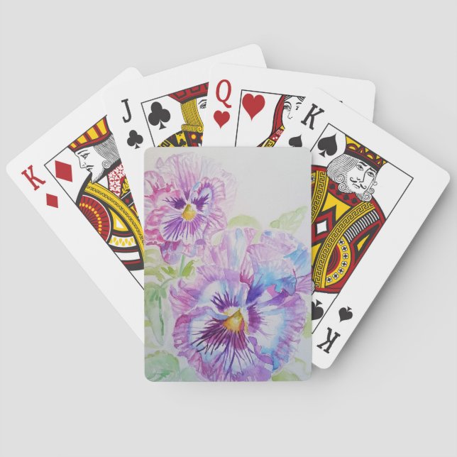 Lila Blume Wasserfarbe  Kartenspielen Set Spielkarten (Rückseite)