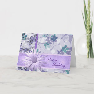 Lila Blume zum Geburtstag Karte