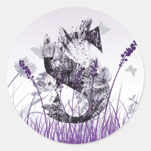 Lila Blumen-Alphabet - Mädchen-Name des Runder Aufkleber