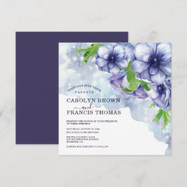 Lila Blumen-Anemone-Lichter Hochzeit Einladung