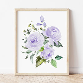 Lila Blumen, Aquarellfarben-Blume, Gender Neutral Fotodruck