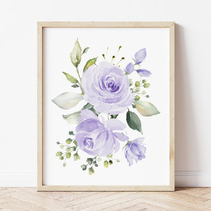 Lila Blumen, Aquarellfarben-Blume, Gender Neutral Fotodruck