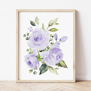 Lila Blumen, Aquarellfarben-Blume, Gender Neutral Poster