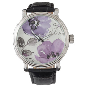 Lila Blumen Armbanduhr