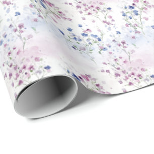 Lila Blumen auf Weiß Geschenkpapier