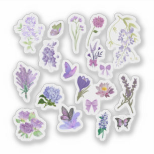 Lila Blumen Aufkleber Packung