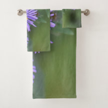Lila Blumen Badetuch Set