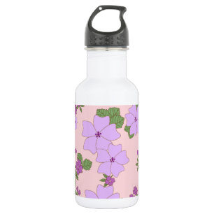 Lila Blumen, Blumenmuster, Blumenmuster Edelstahlflasche