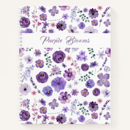 Lila Blumen - Blumenmuster im Garten Elegant Notizbuch