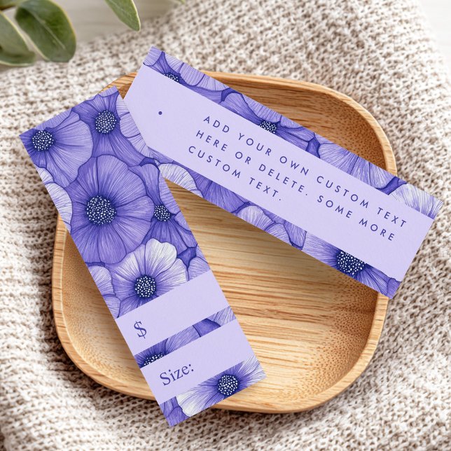 Lila Blumen Blumenmuster Preisschild (Purple flowers floral pattern price hang tag)