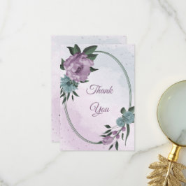 lila Blumen botanische Hochzeit Dankeskarte