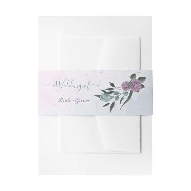lila Blumen botanische Hochzeit Einladungsbanderole (Vorderseite Beispiel)