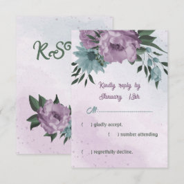 lila Blumen botanische Hochzeit RSVP Karte
