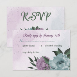lila Blumen botanische Hochzeit RSVP Karte