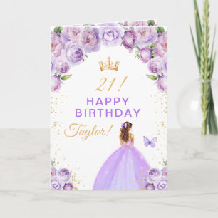 Lila Blumen Braunes Haar Mädchen Alles Gute zum Ge Karte