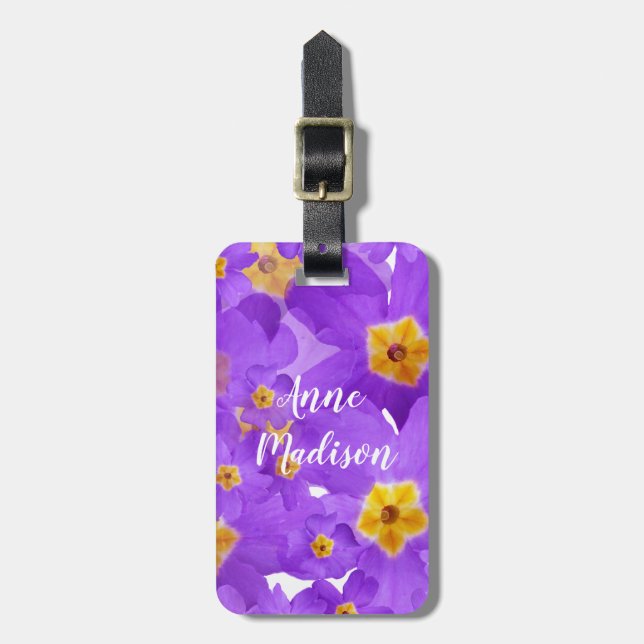 Lila Blumen Custom Luggage Tags Gepäckanhänger (Vorderseite vertikal)