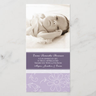 Lila Blumen danken Ihnen Baby-Duschen-Foto-Karten Dankeskarte