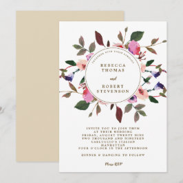 lila Blumen des modernen Hochzeitseinladungs-Rosas Einladung