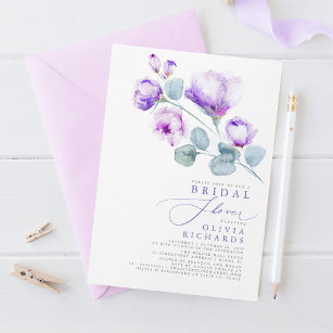 Lila Blumen Elegantes Brautparty Einladung