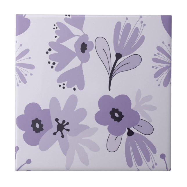 Lila Blumen Fliese (Vorderseite)