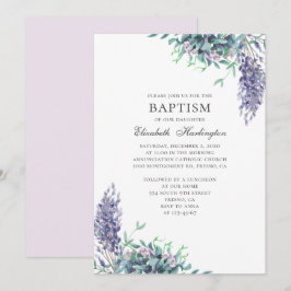 Lila Blumen. Garten mit Blumen. Lavendeltaufe Einladung