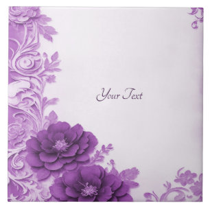 Lila Blumen Geblüht Keramik Tile Fliese