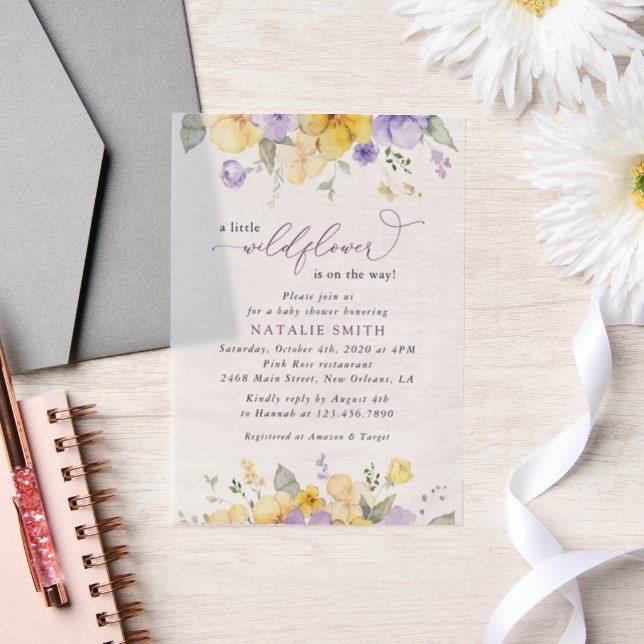 Lila Blumen, gelbe Blumen, Boho, Babydusche (Hochzeit)