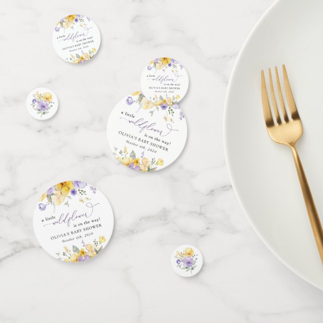 Lila Blumen, gelbe Blumen, Boho, Babydusche Konfetti (Gruppe)