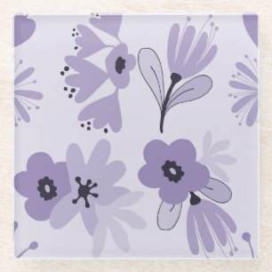 Lila Blumen Glasuntersetzer