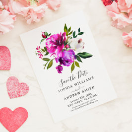 Lila Blumen & Grünpflanzen Save the Date Einladung