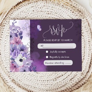 Lila Blumen Hochzeit-RSVP-Karte RSVP Karte