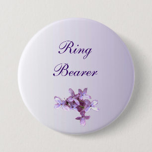 Lila Blumen-Hochzeits-Ring-Träger-mit BlumenButto Button
