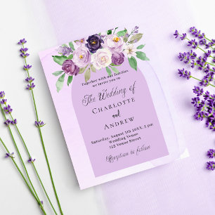 Lila Blumen Hochzeitseinladung im preiswerten Desi