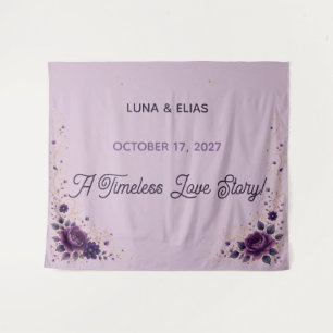 Lila Blumen Hochzeitskulisse Teppich Editable Wandteppich