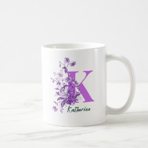 Lila Blumen Illustration für Namens-Tasse Kaffeetasse