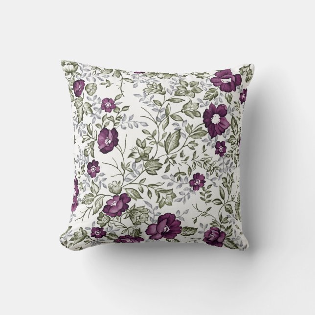 Lila Blumen Kissen (Vorderseite)