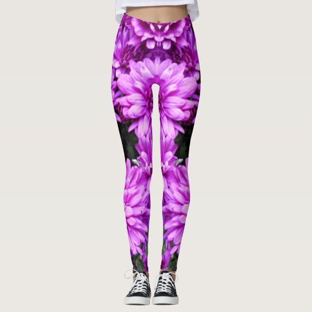 Lila Blumen-Leggings Leggings (Vorderseite)