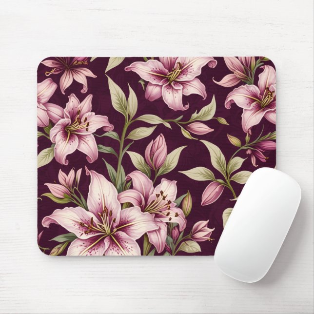 Lila Blumen-Mauspad Mousepad (Mit Mouse)