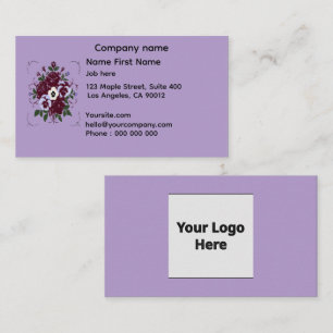 Lila Blumen mit individuellem Logo  Visitenkarte