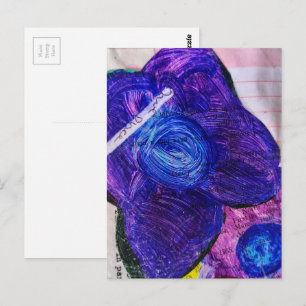 Lila-Blumen-Mixed-Media-Collage Postkarte