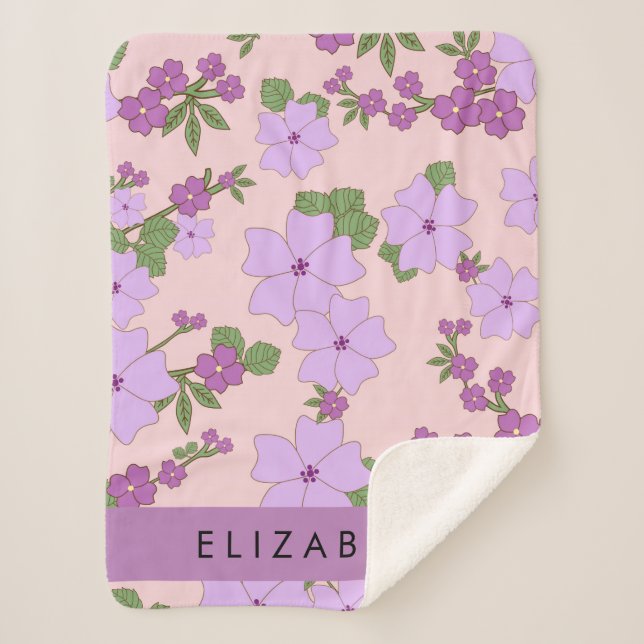 Lila Blumen, Muster von Blume, Ihr Name Sherpadecke (Vorderseite)